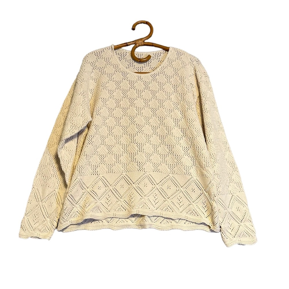 Vintage | Cream Cotton Knit Sweater‎